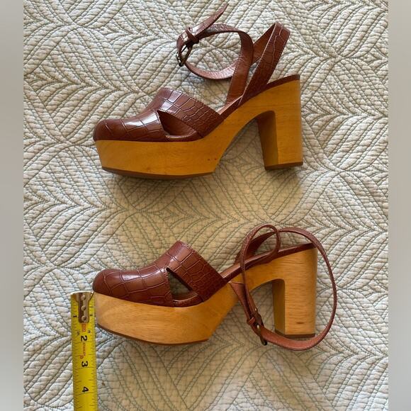 Matisse X Free People Sunset Vegan Heeled Clogs Texture Brown Size 9 Boho Summer - Picture 5 of 11